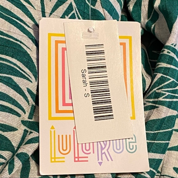 Lularoe Teal Green & White Palm Leaf Print‎ Sarah Duster Womens Small NWT - Picture 8 of 10